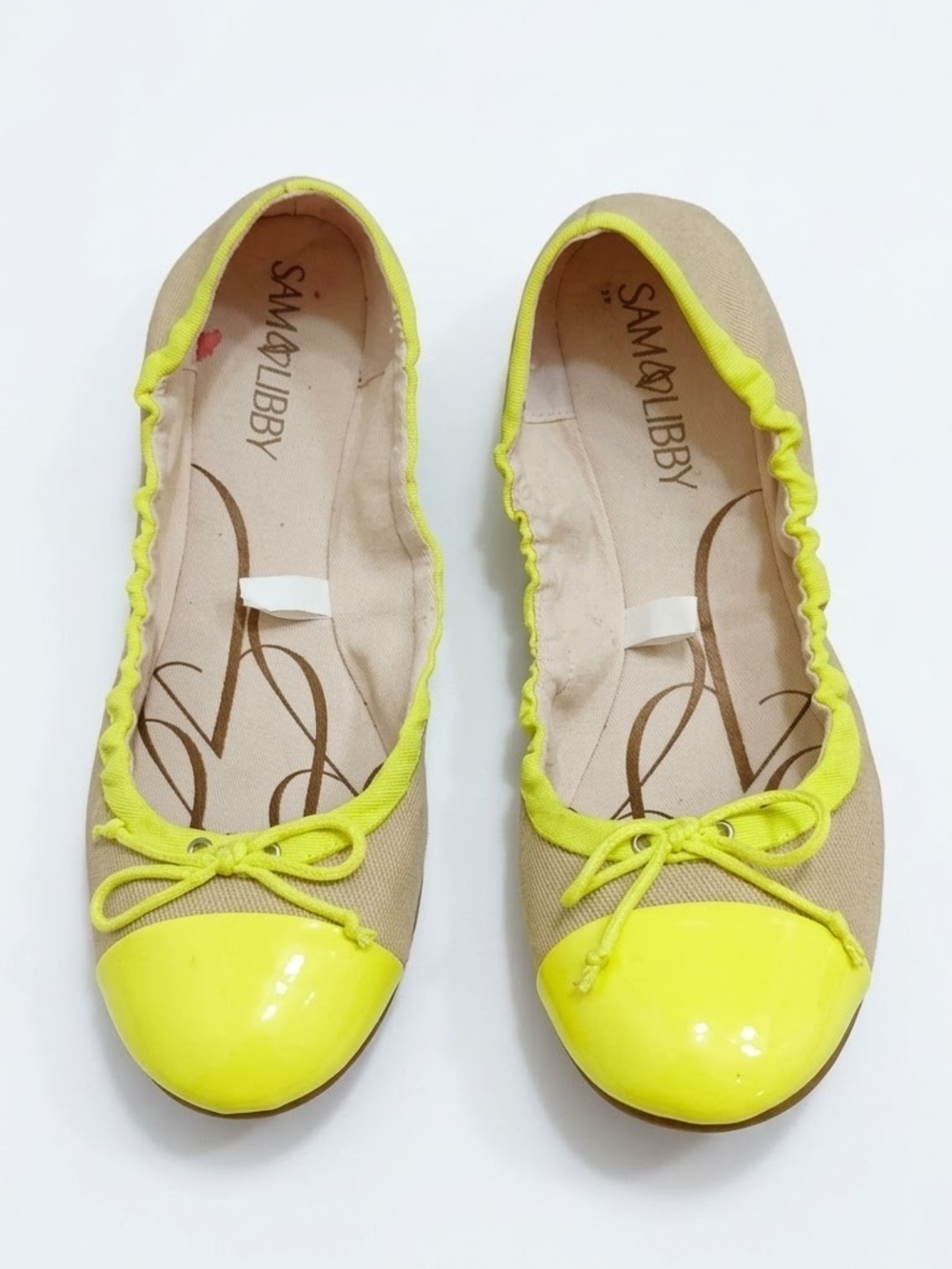 Sam & Libby canvas ballet flats Size.7 Color Beige And Yellow Neon